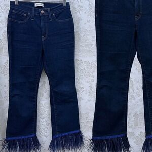 Madewell Jeans MobWife Dark Wash Cali Demi Boot Feather Hem Stretchy Denim 27P